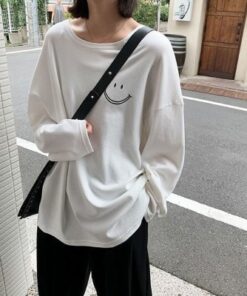 2020 t-shirt Top T Shirt Women Tshirt Loose Smile White Short Sleeve Girls New Woman Generation WBXT211