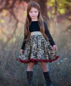 2020 INS Girls Spring and Autum Dress Kids Flower Pastoral Style Striped Long-sleeved Dresses England Cute Princess for Children