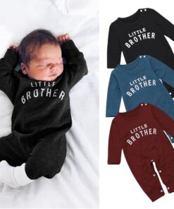 Newborn Infant Baby Boy Girl Button Letter Long Sleeve Romper Jumpsuit Playsuit Clothes Christmas Organic Cotton Baby Clothing
