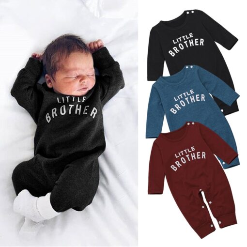 Newborn Infant Baby Boy Girl Button Letter Long Sleeve Romper Jumpsuit Playsuit Clothes Christmas Organic Cotton Baby Clothing