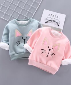 IENENS Winter Baby Girls Padded Pullovers Clothing Toddler Boy Sweatshirts Kids Cartoon Bear Hoodies T-shirt 1 2 3 4 Years