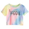 Tie Dye T-Shirts Tops Kids Casual Girls Happy Letter Printed Children tshirt 2020 Summer tshirt for woman Short Sleeve Tees