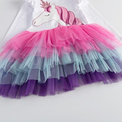 VIKITA Girls Princess Dresses Kids Cartoon Vestidos Children Autumn Dress Kids Dress for Girls Long Sleeve Unicorn Dresses