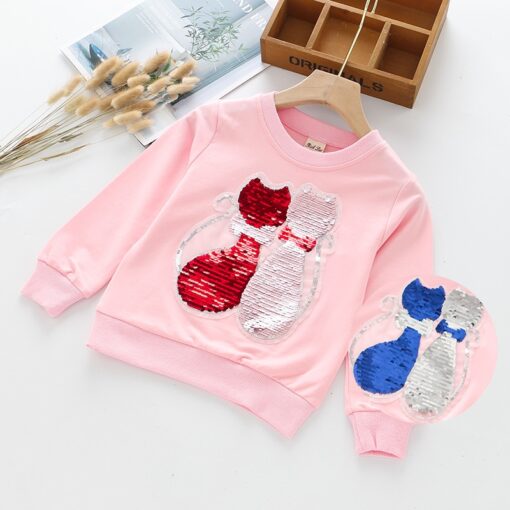 Autumn Girls Sweatshirt Unicorn Sequined Children T-shirt Cotton Long Sleeve Kids Tops Tees Fashion Girls Clothing