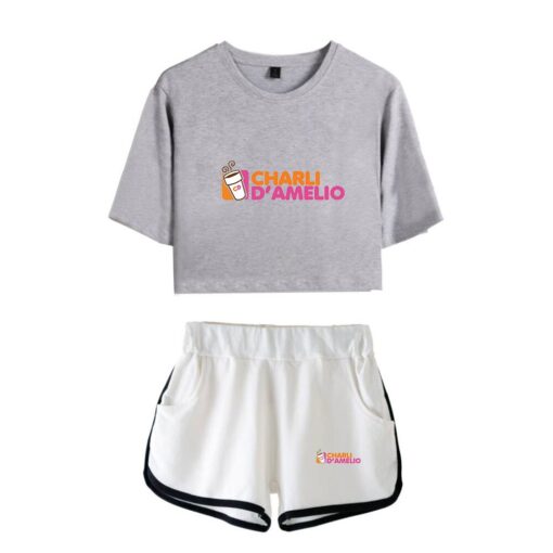 New Charli DAmelio Ice Coffee Splatter Women Two Piece Set Shorts+lovely T-shirt Sexy charli damelio merch Sport suit Girl