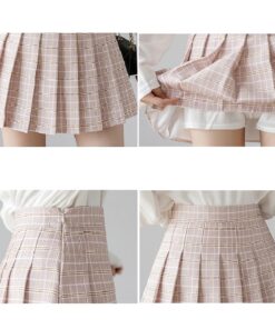 QRWR Summer Women Skirts 2020 New Korean High Waist Plaid Mini Skirt Women School Girls Sexy Cute Pleated Skirt with Zipper