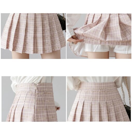 QRWR Summer Women Skirts 2020 New Korean High Waist Plaid Mini Skirt Women School Girls Sexy Cute Pleated Skirt with Zipper