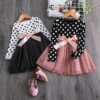 2020 Elegant Kids Flower Girls Winter Dresses Children Kids Floral Long Sleeve Clothing Girls Princess Tulle Dress