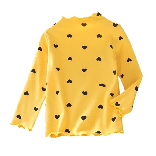 Children Long Sleeves Bottoming Shirt T-Shirt Newborn Infant Kawaii Heart-Shaped High Collar Clothing Toddler Winter Warm Tops