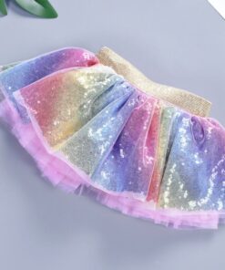 Baby Photography Clothing Newborn Baby Kid Girl Bow Sequin Colorful Rainbow Tutu Skirt Photo Costume Prop 0-5T Without Headband