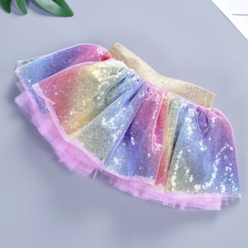Baby Photography Clothing Newborn Baby Kid Girl Bow Sequin Colorful Rainbow Tutu Skirt Photo Costume Prop 0-5T Without Headband