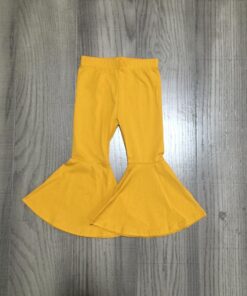 Girlymax fall/winter baby girls children clothes cotton black wine mustard solid color ruffles bell-bottoms pants
