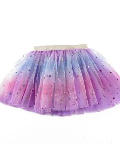 Toddler Skirt Kids Baby Star Glitter Dance Tutu Skirt For Girl Sequin 3 Layers Tulle Toddler Pettiskirt Children Chiffon 2-8T