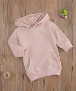 1-5Y Infant Kids Baby Girl Long Sleeve Hooded Dress Solid Color Pullover Clothes Autumn Winter Warm Top for Children