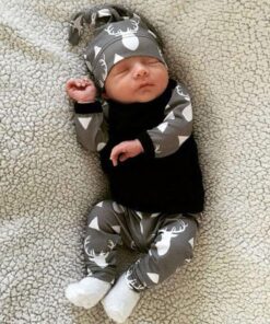 2Pcs Newborn Infant Baby Boys girls clothing set Christmas Cartoon Print Romper+Pants+Hat Outfits baby clothes Christmas navidad