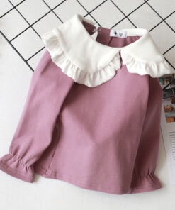 2020 Spring Autumn New Girls Shirts Kid's T-shirt Lapel Lace Casual Fashion White Doll Collar Shirt Children's Clothing