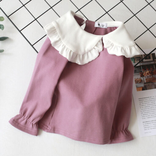 2020 Spring Autumn New Girls Shirts Kid's T-shirt Lapel Lace Casual Fashion White Doll Collar Shirt Children's Clothing