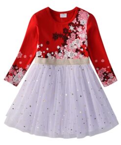 VIKITA Girls Princess Dresses Kids Cartoon Vestidos Children Autumn Dress Kids Dress for Girls Long Sleeve Unicorn Dresses