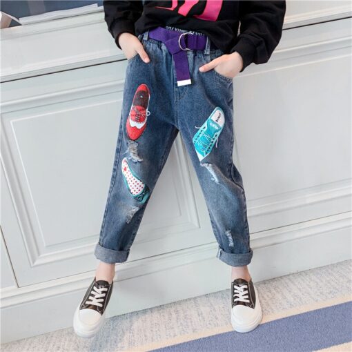 High Quality Color Paint Kids Jeans For Girls Boys Letter Jeans For Boys Girls Autumn Children's Clothing Kids Jeans