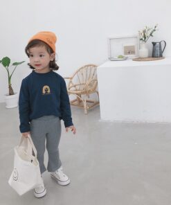 VIDMID baby girls solid color bell-bottomed pants kids cotton casual flared trousers clothes girls flare pants 4134 01
