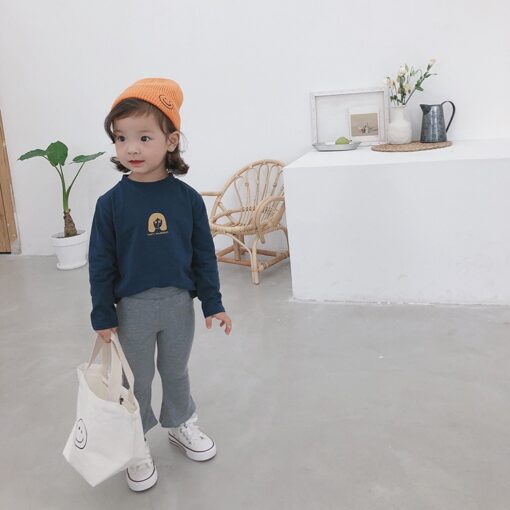 VIDMID baby girls solid color bell-bottomed pants kids cotton casual flared trousers clothes girls flare pants 4134 01