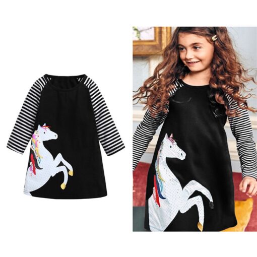 1-7 Years Kids Girl Dress Toddler Baby Long Sleeve Dresses Summer Children Clothing Girls Cotton Princess Dress Kid Tops Outfits