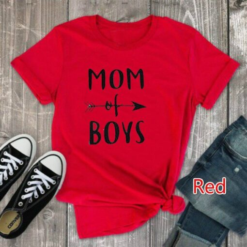 MOM OF BOYS Letter Print T Shirt Women Short Sleeve O Neck Loose Tshirt 2020 Summer Women Causal Tee Shirt Tops Mujer