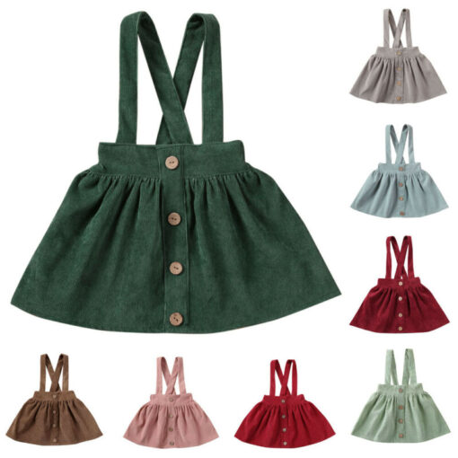 Kid Baby Girl Strap Suspender Skirt Corduroy Party Overalls Autumn A Line Toddler Girls Casual Clothing Outfits 1-6Y
