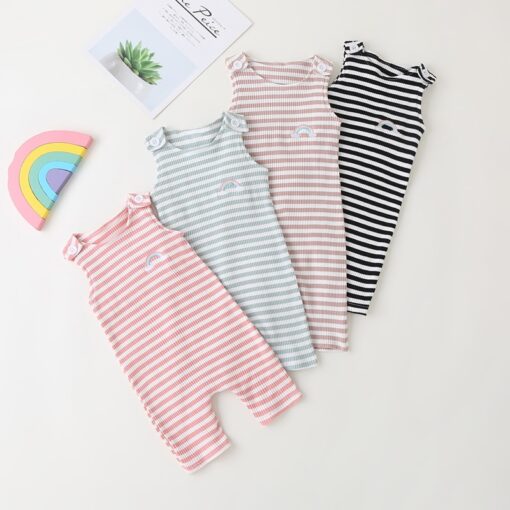 2020 New Baby Boys Girls Clothes Newborn Romper Infant Jumpsuit Summer Cotton Striped Patchwork Rompers Cool Shorts Babies 0-24M