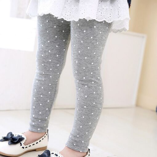 Children Girls Skinny Leggings Long Pants Polka Dots Printed Kids Spring Autumn Cotton Bottoms Dotted Elastic Trousers
