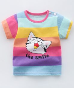 Girls 6M-5Y summer T-Shirts short sleeve Tees Kids Children Casual Cartoon Unisex cotton T-Shirts Boy baby clothes girls tops