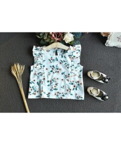 2020 New Summer Girls Green Cute Sleeveless Children's Floral Children's Clothing Girls Tops + Shorts 2 Sets Of Free Shipping