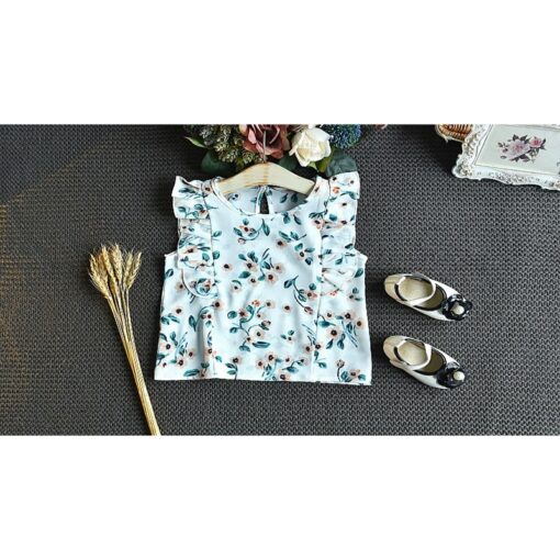 2020 New Summer Girls Green Cute Sleeveless Children's Floral Children's Clothing Girls Tops + Shorts 2 Sets Of Free Shipping