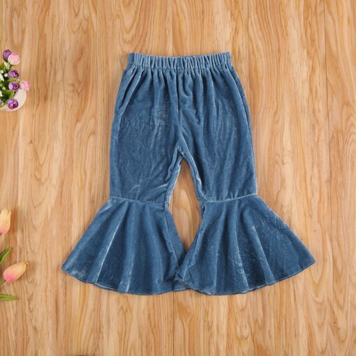 Infant Kids Baby Girls Velvet Bell-Bottoms Baby Children Long Flared Trousers Retro Casual Elastic Waist Pants for Kids 6M-6T
