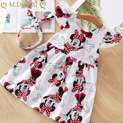 2020 New Fashion Baby Girls Dress Summer Dress Cartoon Minnie Mouse Dress Princess Dress Children's Girl Clothing 1-6 Years