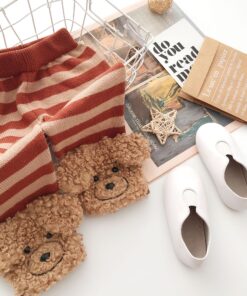 Tonytaobaby Autumn and Winter New Boys and Girls Thick Stripe Three-dimensional Animal Bottomed Knitted Pants