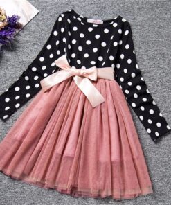 Dot Long Sleeve Dress For Girls Clothing Baby Girl Clothing Teenager School Daily Wear Kids Casual Clothes Vestido Infantil 8T
