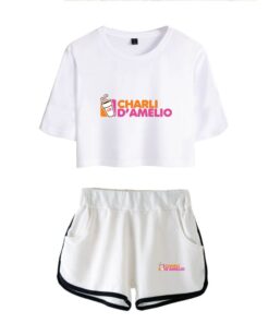 New Charli DAmelio Ice Coffee Splatter Women Two Piece Set Shorts+lovely T-shirt Sexy charli damelio merch Sport suit Girl