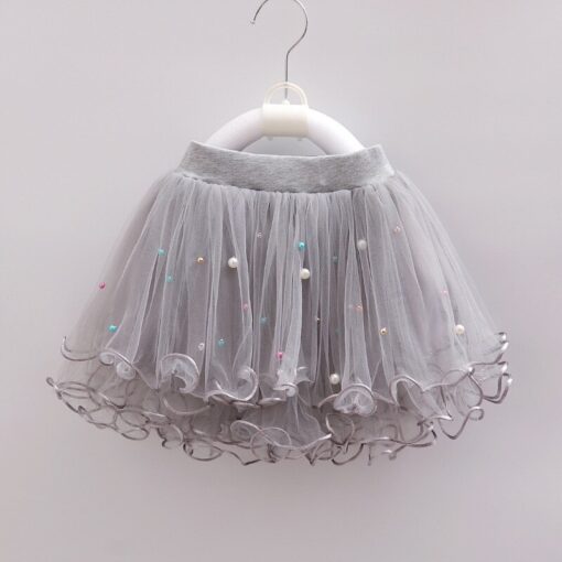 Kids Pearl Skirts Girls Mesh Beaded Clothes Children Ruffles Tutu Skirt Girl Multi-Layers Dance Princess Party Costumes