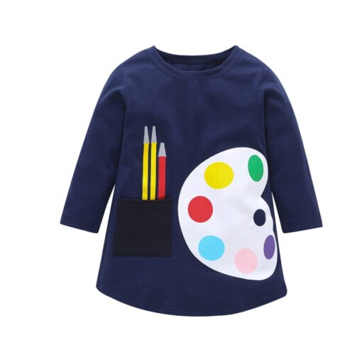 1-7 Years Kids Girl Dress Toddler Baby Long Sleeve Dresses Summer Children Clothing Girls Cotton Princess Dress Kid Tops Outfits