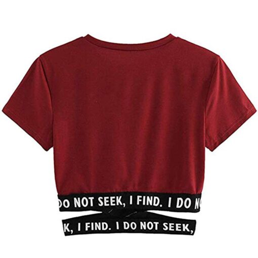 Summer Crop Top Women Top Solid Color Bandage Ladies Tshirt Womens Clothing Fashion Women Cropped T-shirt Casual Girls Shirts
