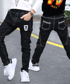 2020 Girls Boys Jeans Demin Legging Elastic Menina Blue/black Pants Children Cotton Trouser For Kids Clothes 1 2 3 4 5 6 Years