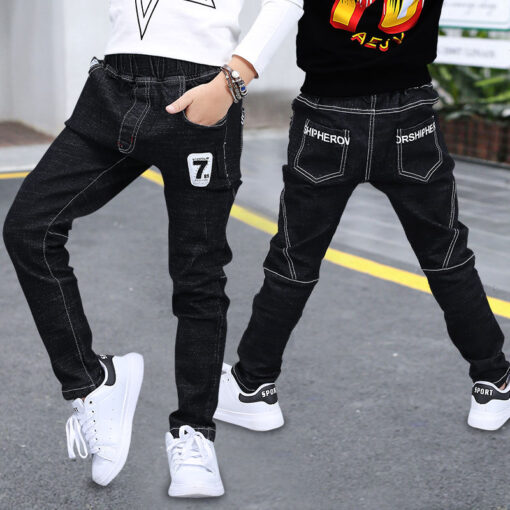 2020 Girls Boys Jeans Demin Legging Elastic Menina Blue/black Pants Children Cotton Trouser For Kids Clothes 1 2 3 4 5 6 Years