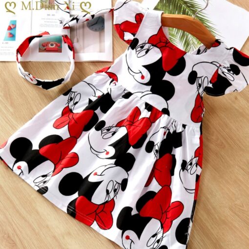 2020 New Fashion Baby Girls Dress Summer Dress Cartoon Minnie Mouse Dress Princess Dress Children's Girl Clothing 1-6 Years