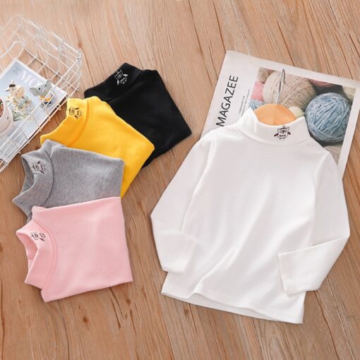 Toddler Children's Clothing TOPS Boys and Girls Autumn Winter Turtleneck Bottoming Shirt Baby Long-Sleeved T-shirt Autumn Kids