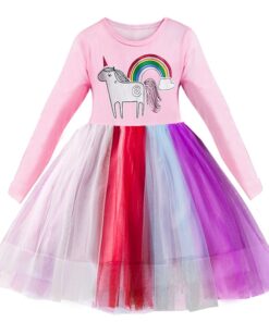 2020 Elegant Kids Flower Girls Winter Dresses Children Kids Floral Long Sleeve Clothing Girls Princess Tulle Dress