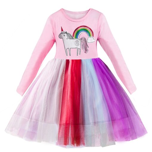 2020 Elegant Kids Flower Girls Winter Dresses Children Kids Floral Long Sleeve Clothing Girls Princess Tulle Dress