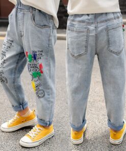 High Quality Color Paint Kids Jeans For Girls Boys Letter Jeans For Boys Girls Autumn Children's Clothing Kids Jeans