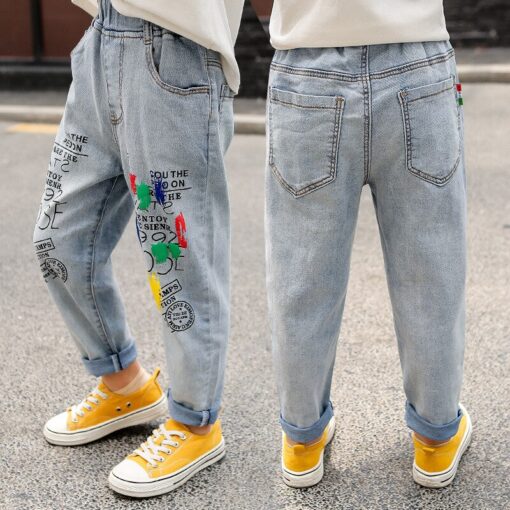 High Quality Color Paint Kids Jeans For Girls Boys Letter Jeans For Boys Girls Autumn Children's Clothing Kids Jeans