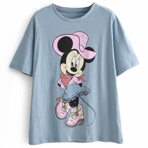 Disney Cartoon Cotton T-Shirt Women 2020 Summer Casual Mickey Mouse Daisy Duck Tshirt Women Vintage Streetwear Tee Tops T-Shirts